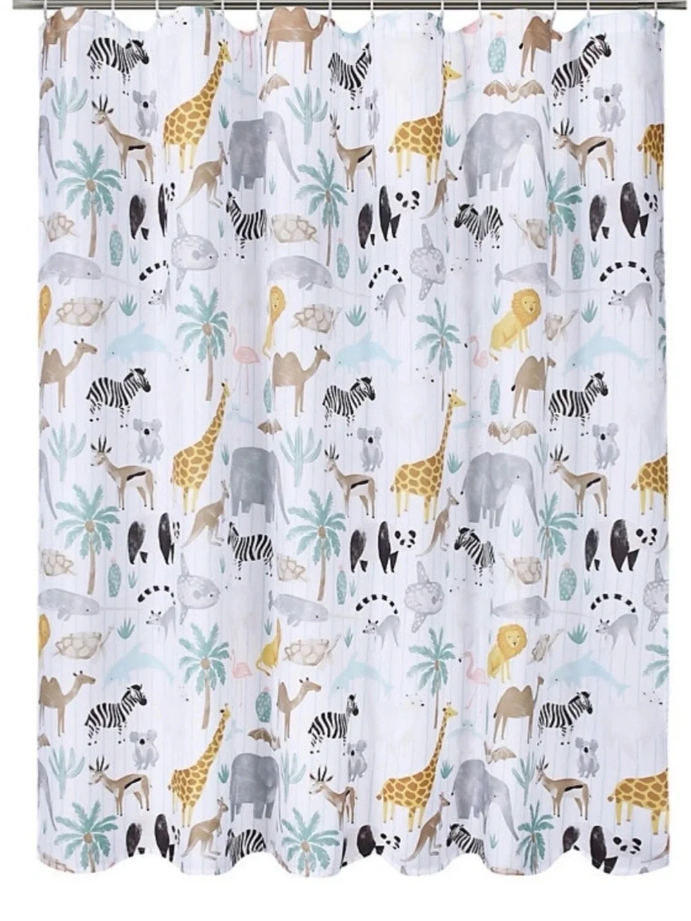 Zoo Animals Multicolor Print Fabric Shower Curtain 70 x 72 - The Big One - New